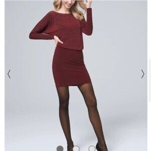 NWOT White House Black Market Stud-Detail Knit Blouson Dress